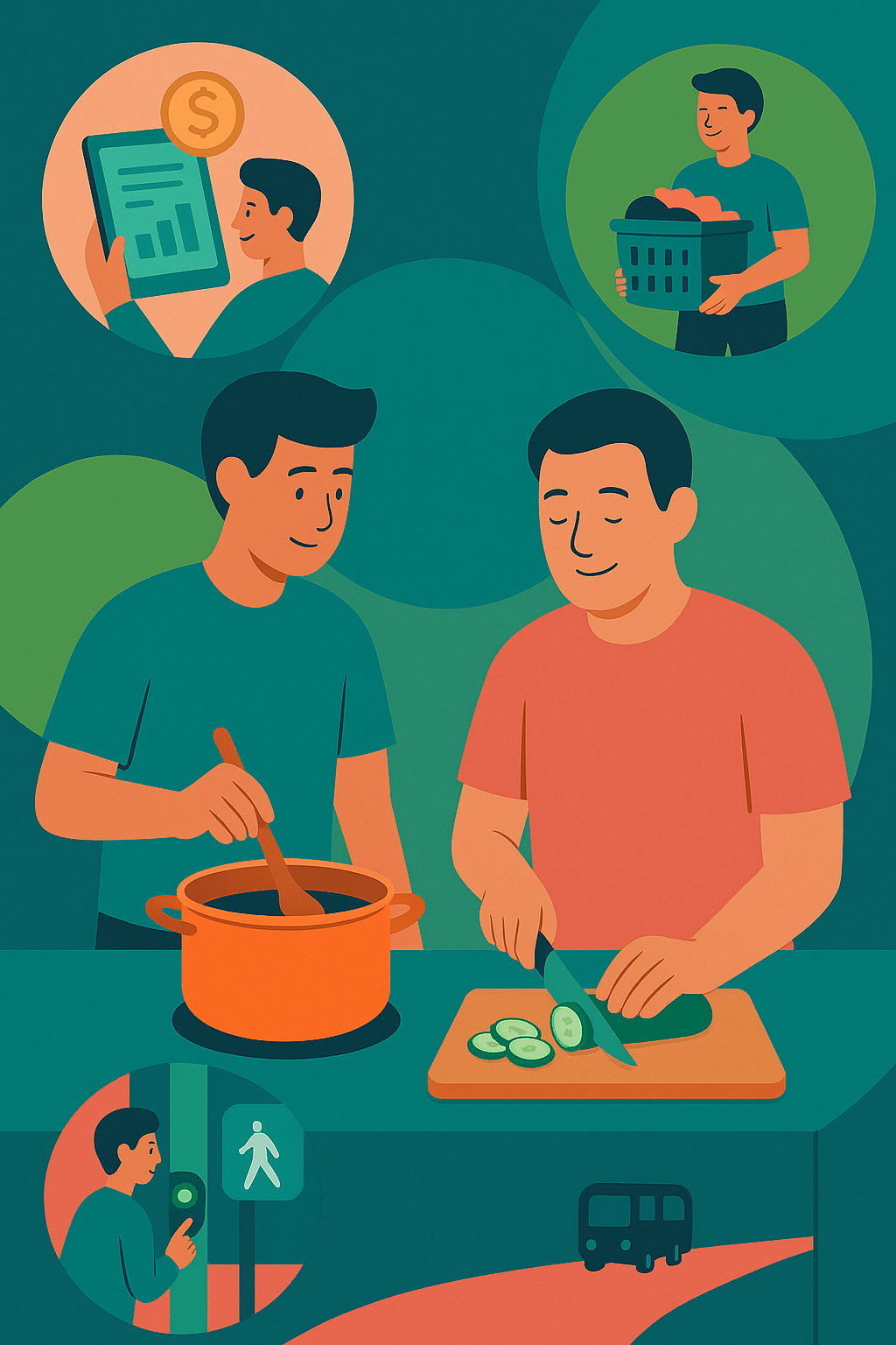 Support worker and participant preparing a simple recipe as part of NDIS life skills coaching in Melbourne.